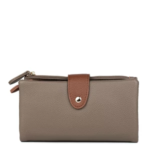 Kép 3/5 - Szürkésbarna Nagyméretű Sokzsebes Csatos Pénztárca