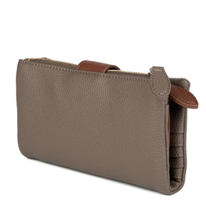 Kép 2/5 - Szürkésbarna Nagyméretű Sokzsebes Csatos Pénztárca