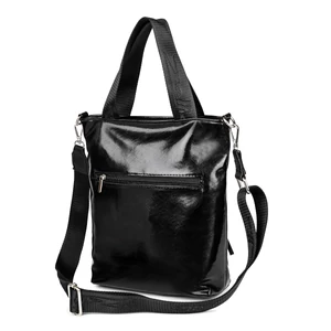 Kép 3/4 - Zellia Fekete Csillámos Női Lakk és Szövet Válltáska