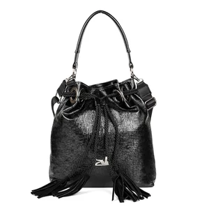 Kép 2/4 - Zellia Fekete Fényes Kockás Mintás Női Válltáska