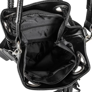 Kép 4/4 - Zellia Fekete Fényes Kockás Mintás Női Válltáska