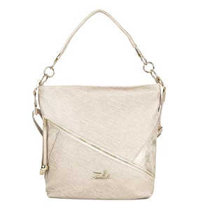 Kép 2/4 - Zellia Arany Színű Szövet Mintás Női Válltáska