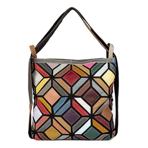 Kép 2/4 - T.J. Trading Színes Mintás Valódi Bőr Váll- és Hátitáska