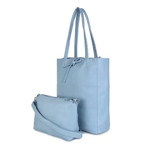 Kép 2/6 - Világoskék Műbőr Nagy Méretű Válltáska Kis Táskával