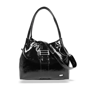 Kép 2/5 - Zellia Fekete Lakkozott Női Válltáska