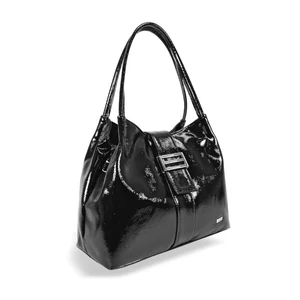 Kép 1/5 - Zellia Fekete Lakkozott Női Válltáska