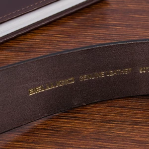 Kép 4/5 - Bellugio Sötétbarna Valódi Bőr Férfi Öv - 115 cm