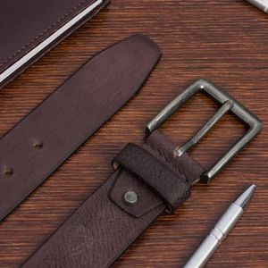 Kép 5/5 - Bellugio Sötétbarna Valódi Bőr Férfi Öv - 115 cm