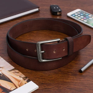 Kép 3/5 - Bellugio Koptatott Barna Valódi Bőr Férfi Öv - 125 cm