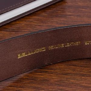 Kép 4/5 - Bellugio Koptatott Barna Valódi Bőr Férfi Öv - 125 cm