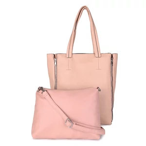 Kép 1/6 - Rózsaszín Műbőr Shopper Táska Szett