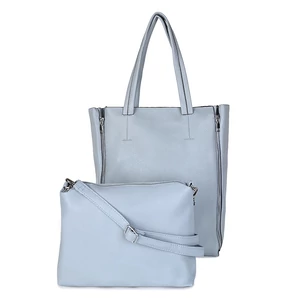 Kép 1/6 - Égkék Műbőr Shopper Táska Szett
