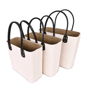 Kép 3/4 - Bézs Fonott Mintás Kis Méretű Shopper Táska