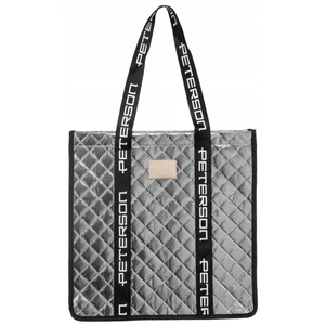 Kép 1/6 - Peterson fényes ezüst színű női shopper táska