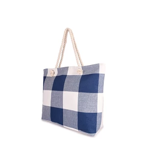 Kép 2/4 - Sötétkék Kockás Strandtáska