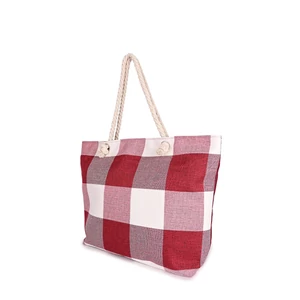 Kép 2/4 - Bordó Kockás Strandtáska