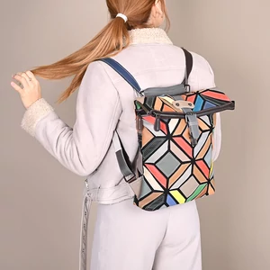 Kép 7/7 - T.J. Trading Színes Mintás Bőr Többfunkciós Hátitáska