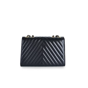 Kép 3/5 - Fekete Műbőr Válltáska Aranyozott Részletekkel