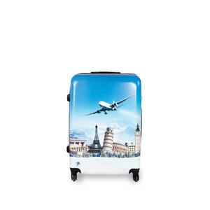 Kép 1/5 - Ormi Kék Repülő Mintás Nagyméretű Kemény Bőrönd