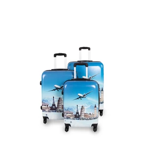 Kép 5/5 - Ormi Kék Repülő Mintás Nagyméretű Kemény Bőrönd