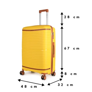 Kép 4/7 - Pierre Cardin Sárga Nagy Méretű Csendes Bőrönd