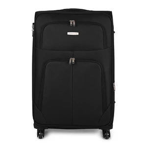 Kép 2/8 - Leonardo Da Vinci Fekete Puha Falú Nagy Méretű Bőrönd