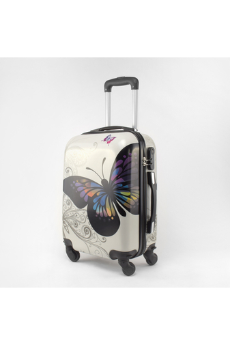 Ormi Fehér Pillangó Mintás Kemény Kabin Bőrönd
