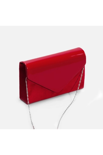 Piros lakk és művelúr anyagú női alkalmi táska