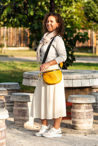 Sárga Színű Műbőr Női Keresztpántos táska