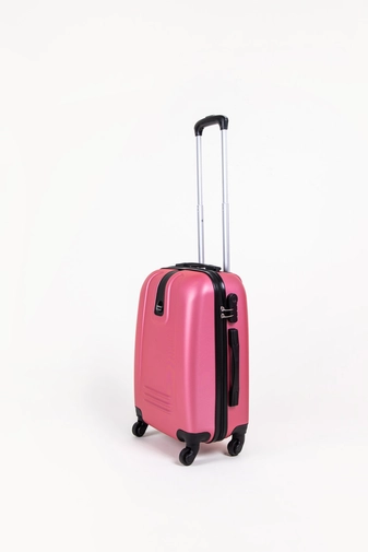 Rózsaszín Kemény falú Négy kerek Kis (Kabin) Méretű Bőrönd