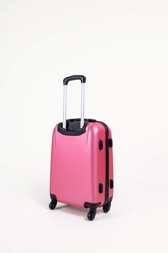 Rózsaszín Kemény falú Négy kerek Kis (Kabin) Méretű Bőrönd