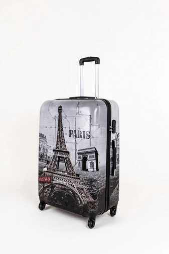 Párizs Mintás Ormi Nagyméretű Kemény Kabinbőrönd (75x54x29 cm)