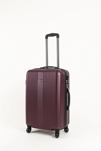 Bordó Kemény Közepes Méretű Bőrönd (4 kerekű)