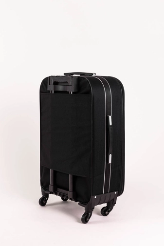 Fekete 4 Kerekű Puha Közepes Méretű Bőrönd (68x43x24cm)