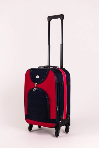 Piros-Sötétkék Wizzair Méretű 4 Kerekű Puha Kabinbőrönd