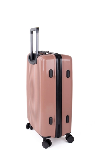 Rózsaszín Keményfalú Közepes Méretű Bőrönd