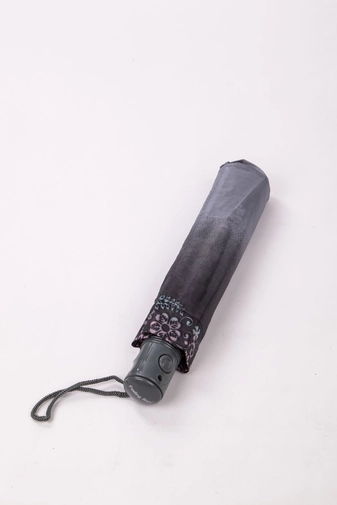 Sötétszürke Összecsukható Nőies Mintájú Automata Esernyő, 96 cm Átmérővel