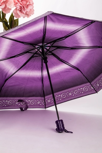 Lila Összecsukható Nőies Mintájú Automata Esernyő, 96 cm Átmérővel