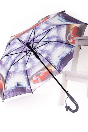 Sötétlila Színű Automata Autó Mintás Gyermek Esernyő, 85 cm Átmérővel