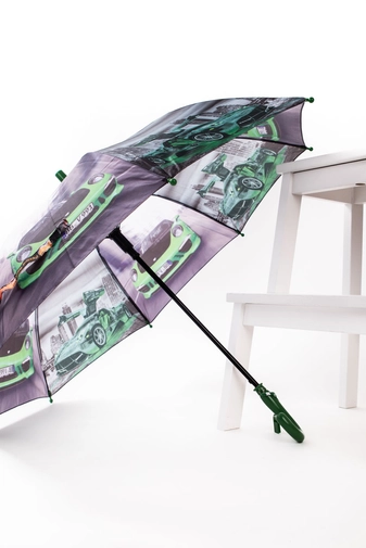 Zöld Színű Automata Autó Mintás Gyermek Esernyő, 85 cm Átmérővel