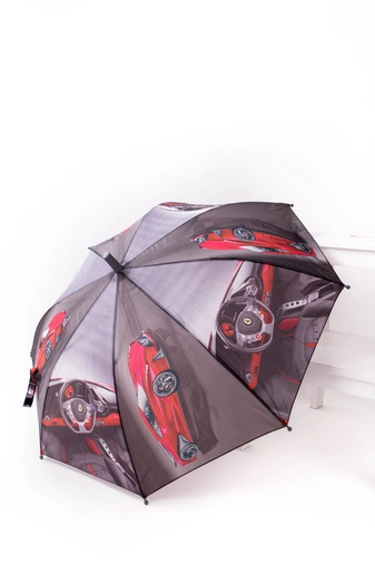 Sötétszürke Színű Automata Autó Mintás Gyermek Esernyő, 85 cm Átmérővel