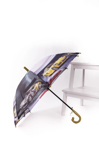 Világoszöld Színű Automata Autó Mintás Gyermek Esernyő, 85 cm Átmérővel