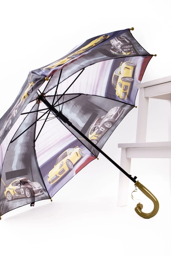 Világoszöld Színű Automata Autó Mintás Gyermek Esernyő, 85 cm Átmérővel