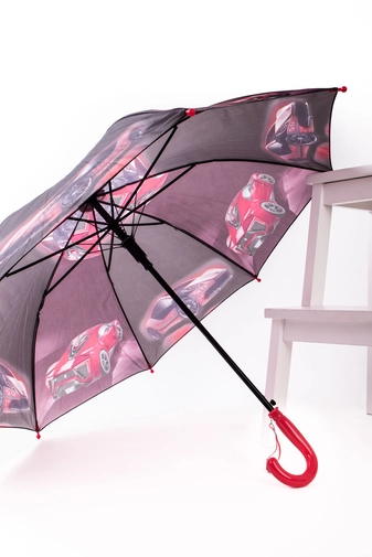 Korall Rózsaszín Automata Autó Mintás Gyermek Esernyő, 85 cm Átmérővel