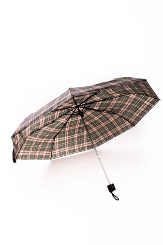 Barna-Fekete Kockás Összecsukható Esernyő, 96 cm Átmérővel
