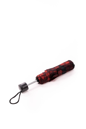 Piros-Fekete Kockás Összecsukható Esernyő, 96 cm Átmérővel