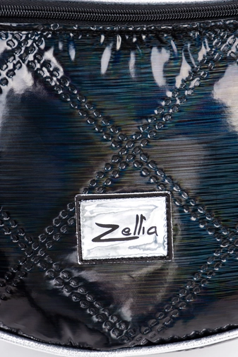 Zellia Fekete-Ezüst PVC Anyagú Steppelt Oldaltáska