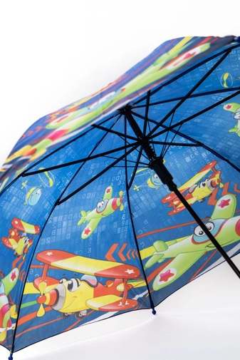 Sötétkék Repülőmintás Gyermek Esernyő, 80 cm Átmérővel