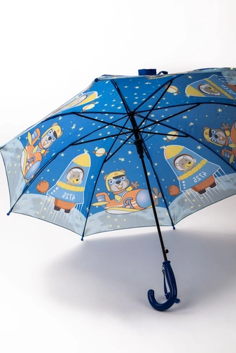 Sötétkék Bolygómintás Gyermek Esernyő, 80 cm Átmérővel