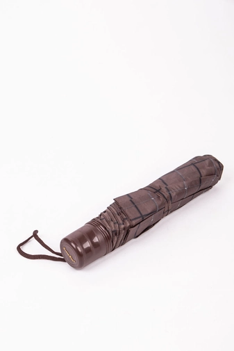 Barna-Fekete Négyzetrács Mintás Összecsukható Esernyő, 96 cm Átmérővel
